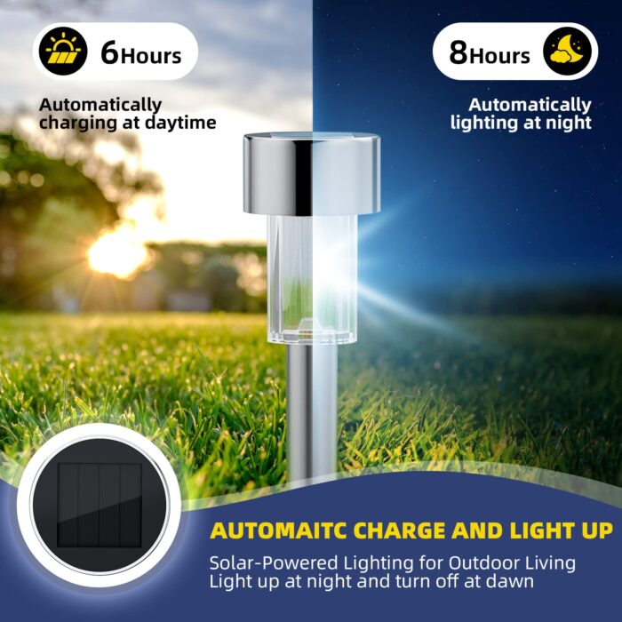 Cvosua Solar Outdoor Lights 12 Pack, Waterproof Outdoor Lights, Solar Garden Lights, Solar Powered Landscape Lighting for Pathway, Patio, Yard, Lawn, Walkway, Deck and Driveway - Image 6